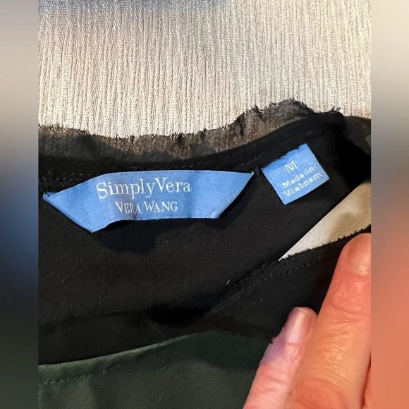 SIMPLY VERA Hunter green and black floral design shift dress size M. - Picture 9 of 14